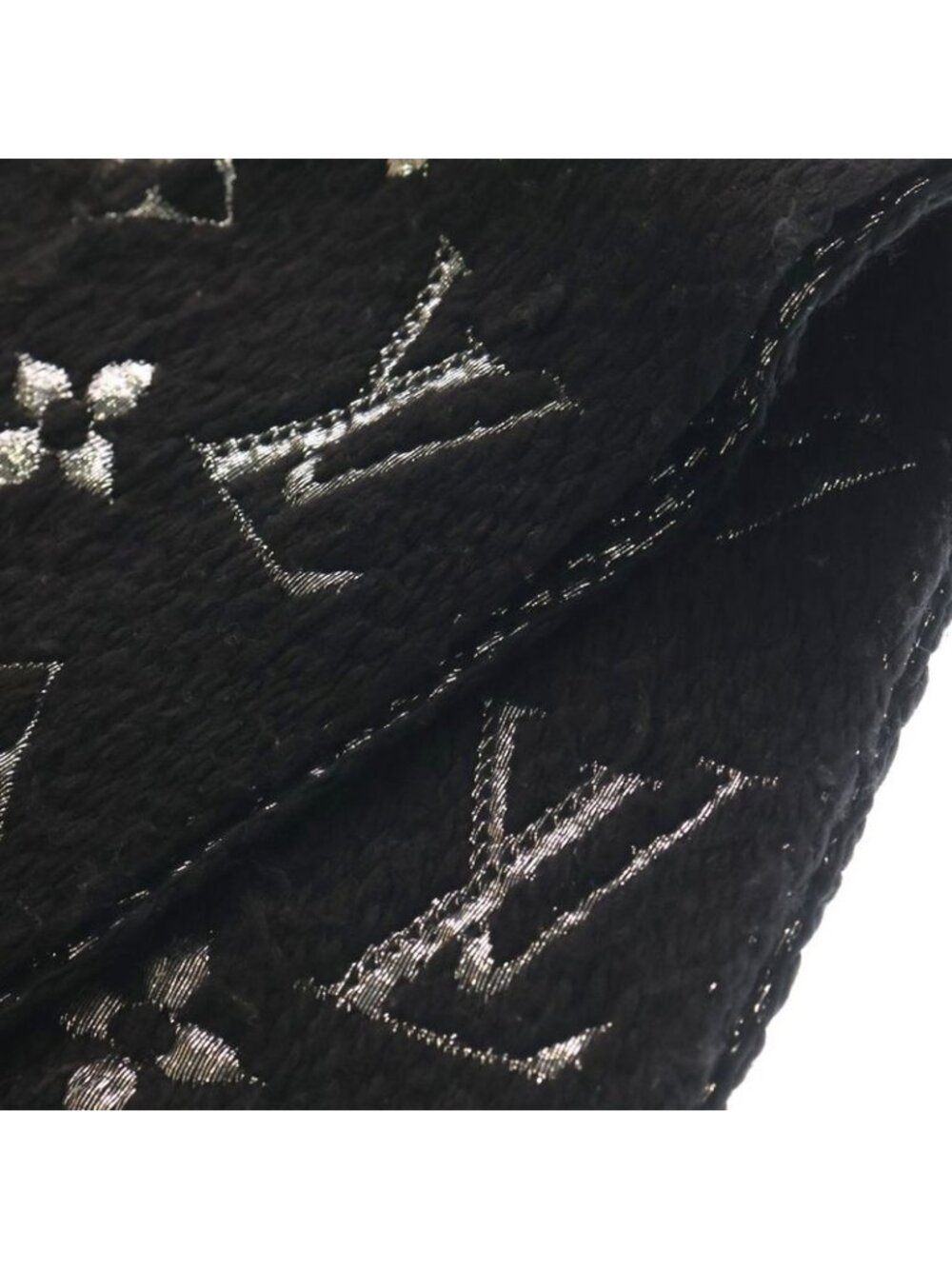 ★SOLD★ Louis Vuitton Monogram Logomania Scarf Shine Fringe Shawl Black - Picture 6 of 6